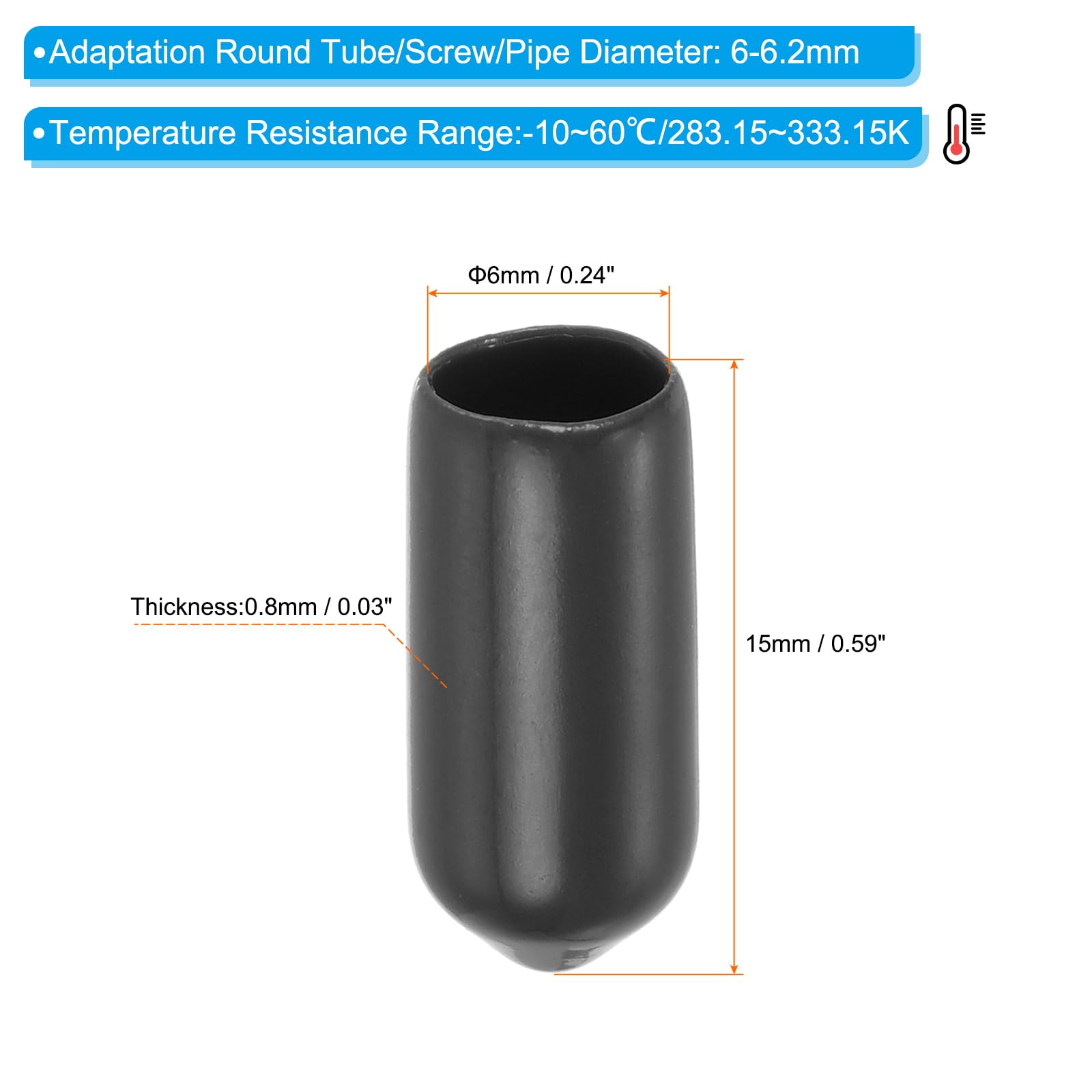 PATIKIL 6MM Vinyl Rubber End Caps - Image 2