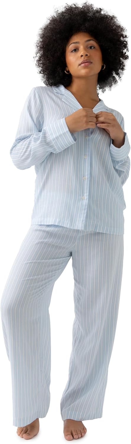 Cozy Earth Soft Woven Long Sleeve Pajama Set For Women - Luxury Button-Up Sleepwear