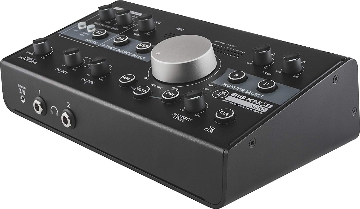 Mackie Big Knob 3x2 Studio Monitor Controller + Pro Headphone with Pair of EMB XLR Cable and Gravity Magnet Phone Holder Bundle (BNS+TH02 (2)+M)