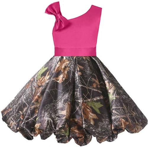 DINGZANCAMO Puffy Bubble Camo Skirt Flower Girl Dress for Mini Bridesmaid Formal Prom Ball Gown