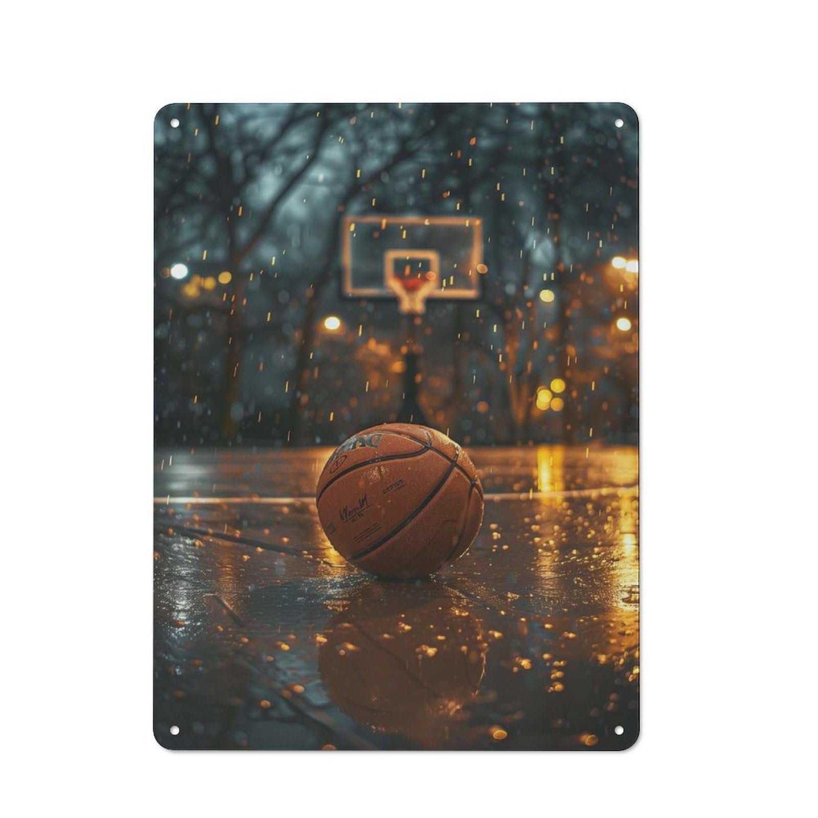 Junmoney Basketball Nostalgia Retro Tin Wall Plaque 40X30cm For Garage Or Workshop, A Metal Wall Feature For Garages And Tool Rooms