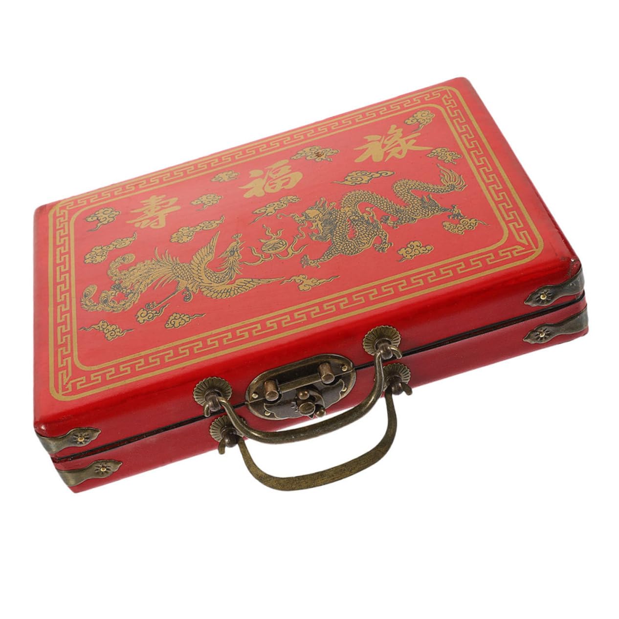 Coffret de stockage pour Mahjong de voyage vintage avec finitions de style rétro