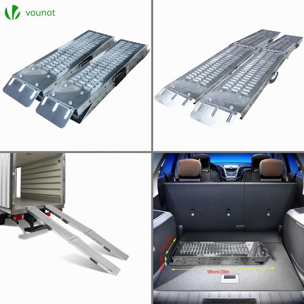 VOUNOT® Rampa Plegable | Rampas de Carga 400 kg MAX | Plegable para Moto y Acceso | Resistente y Conveniente | Tamaño 180 x 23 x 4.5cm