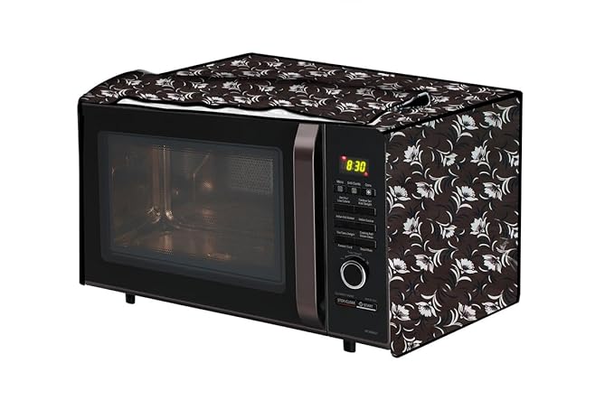 The Furnishing Tree PVC Waterproof Microwave Oven Cover Compatible for Electrolux 20 L Grill G20M.WW-CG Floral Pattern Dark Brown