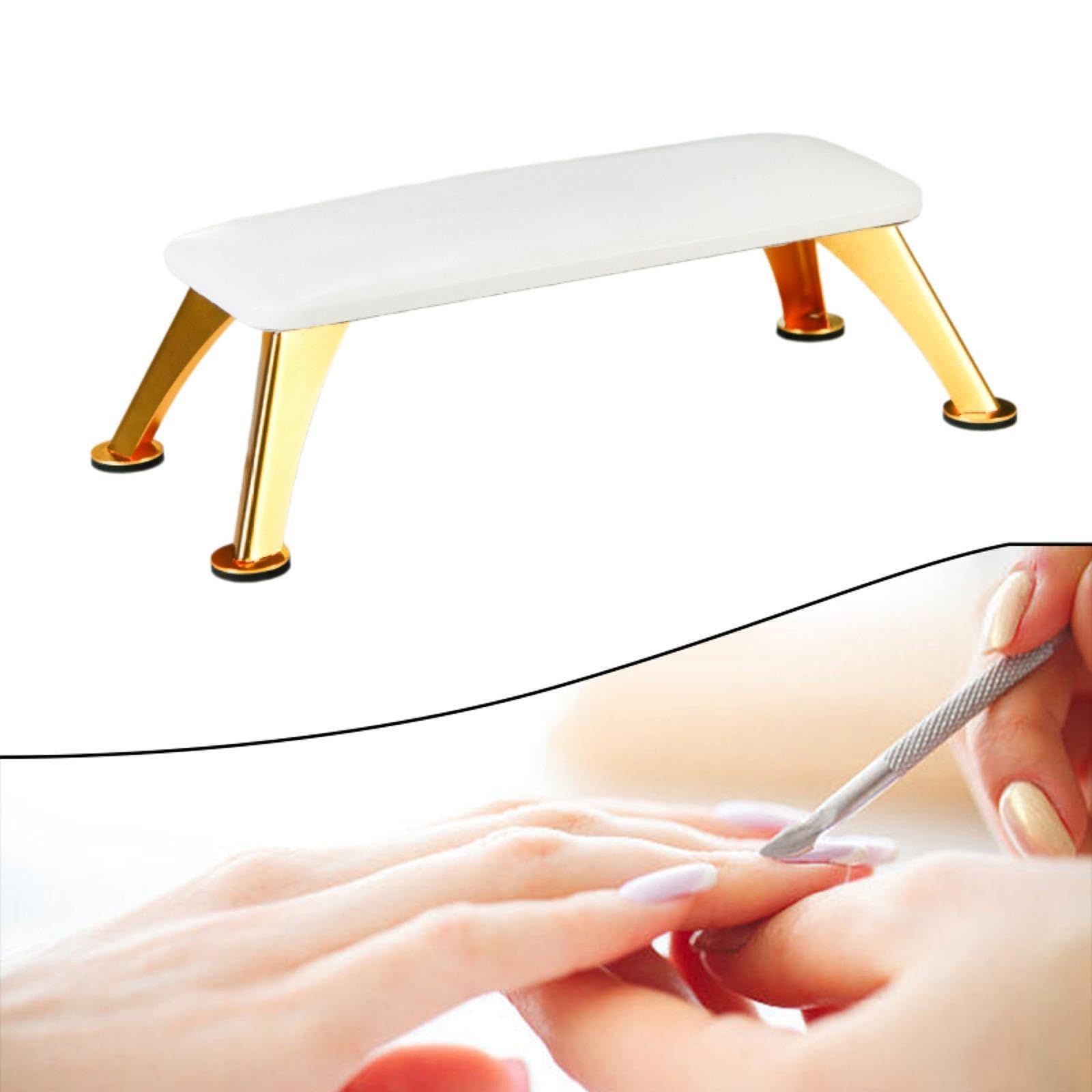predolo Reposamanos para Manicura de Uñas, Almohada de Mano, Herramienta de Manicura, Tapete para Mesa de Uñas, Tecnología, Suministros de Uñas para Mujeres, blanco con pata dorada