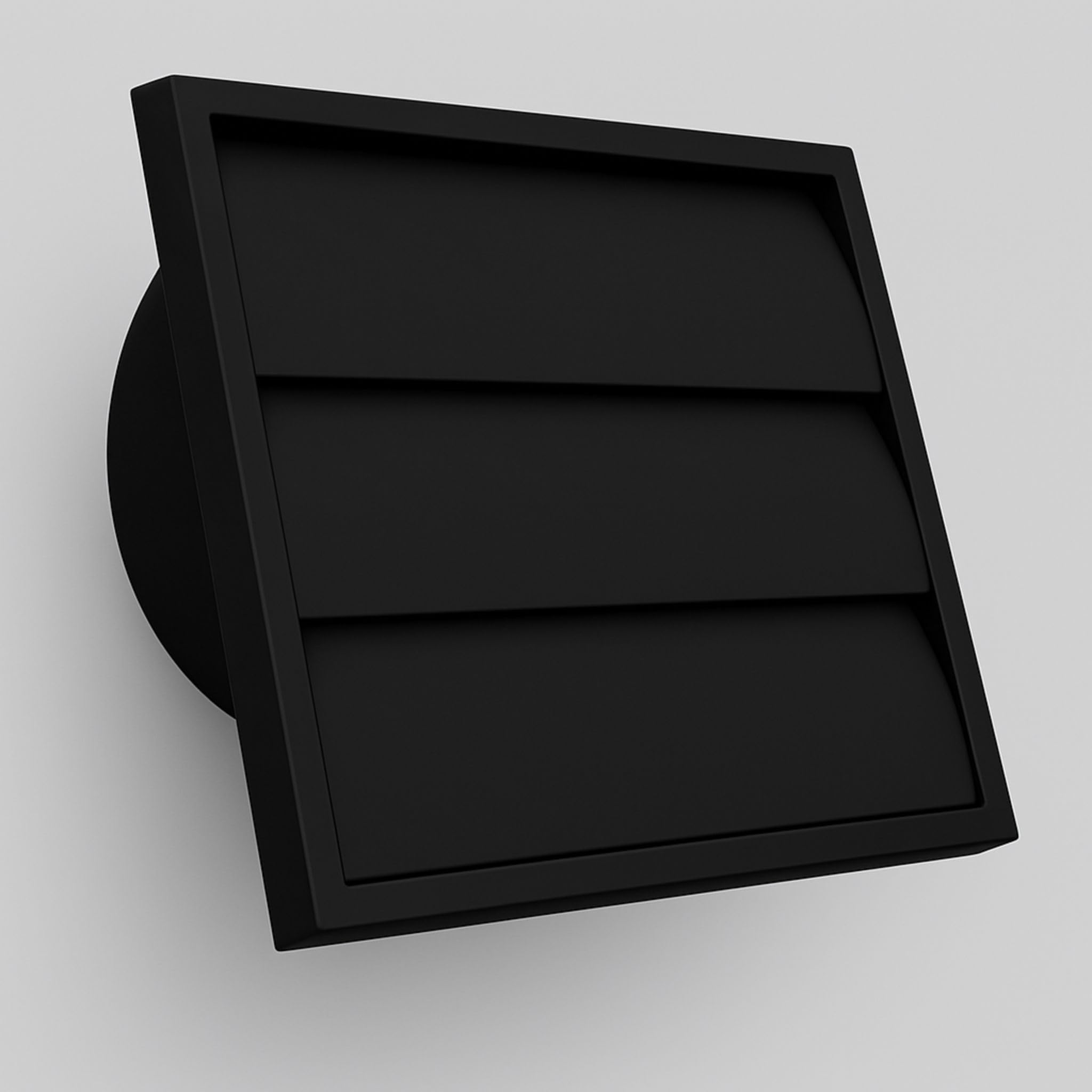 Black Gravity Grille 155mm – External Ducting Air Vent with 100mm (4") Round Spigot & Non-Return Shutters | Wall Vent Outlet for Extractor Fans, Bathrooms, Kitchens