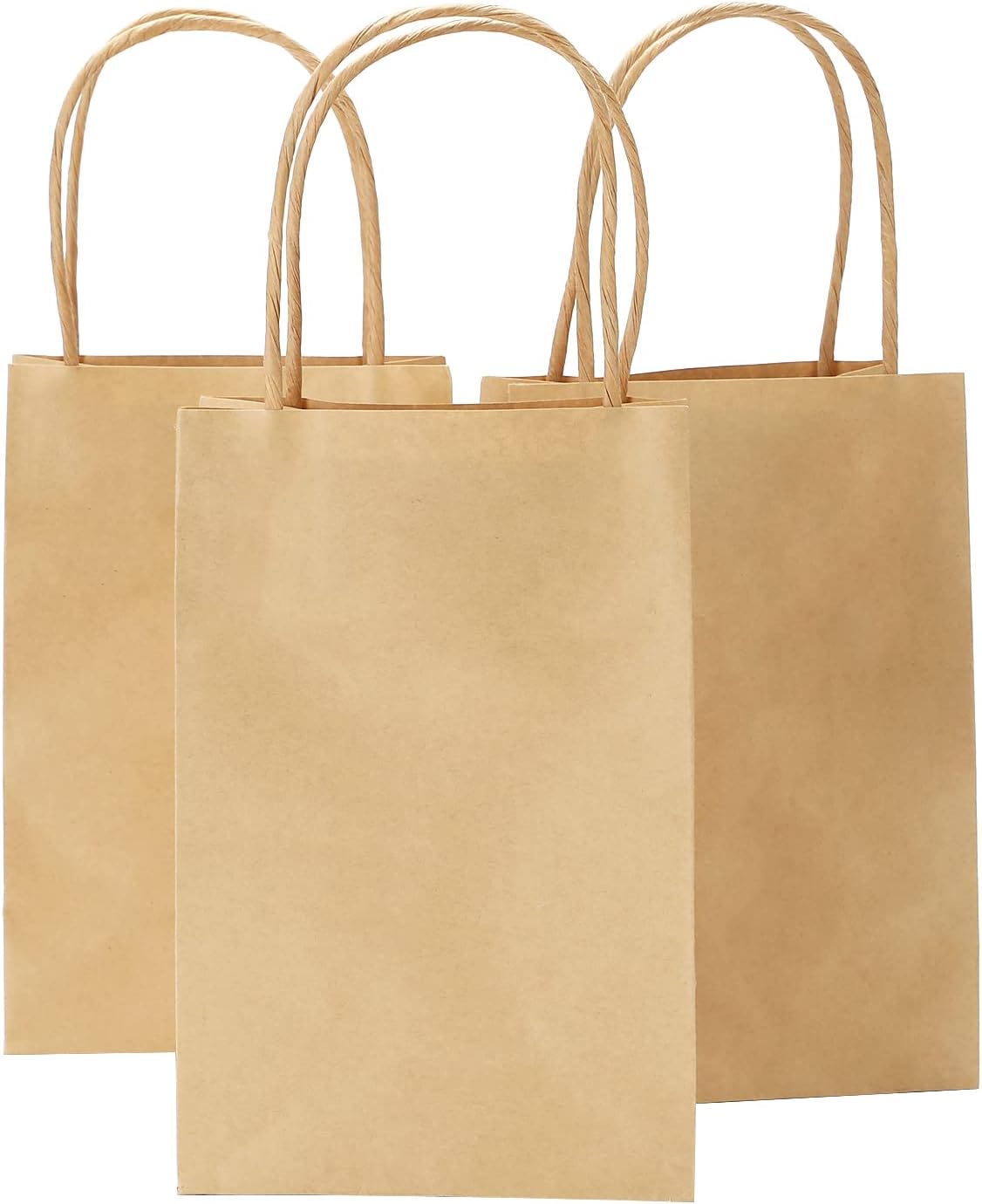Ronvir 50Pcs Gift Bags; 5.25x3.25x8 Inch Small Brown Paper