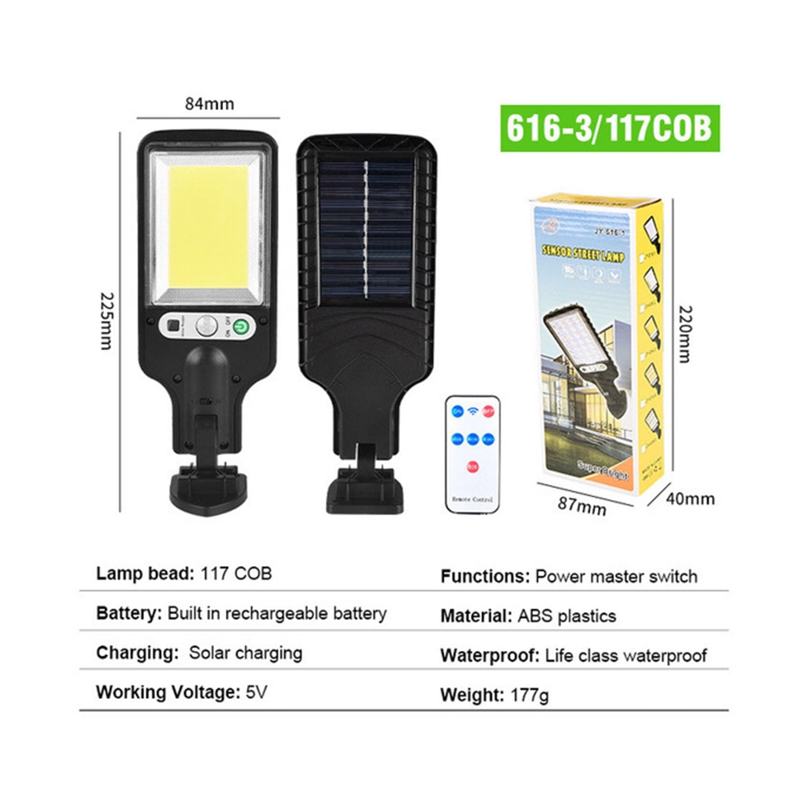 Lampy Solarne ZewnęTrzne, Solar Street Light Zewnętrzna lampa ścienna z 3 trybami Wodoodporny czujnik ruchu PIR Oświetlenie bezpieczeństwa do ogrodu Patio Garaż werandy Bardzo Szeroki KąT śWiecenia(11