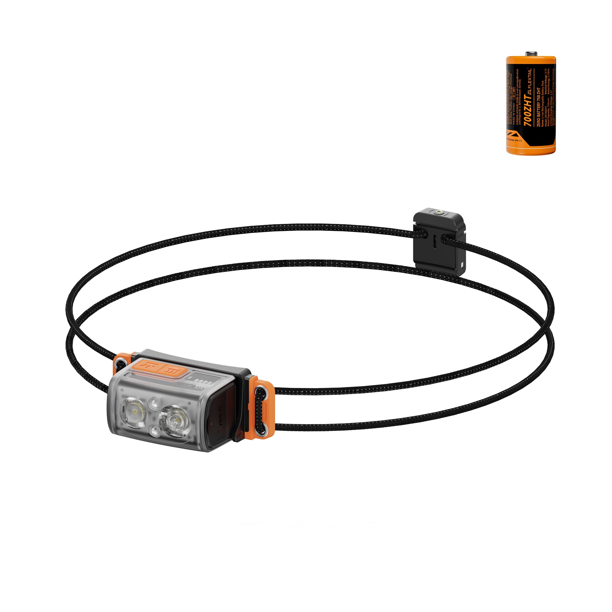 FLEXTAILGEAR Head Torch Rechargeable, LED Headlamp with 6 Lighting Modes, IP67 Waterproof, Lightweight Headlight with Swappable Battery, Spotlight & Floodlight Combo for Cycling, Running and Camping