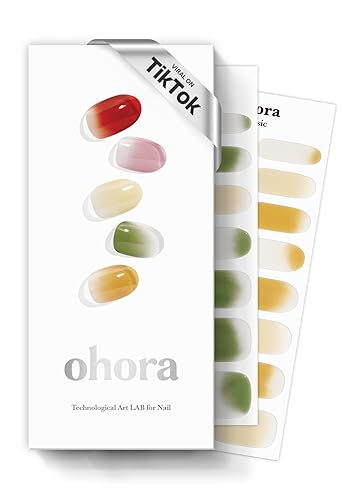 ohora Tiras de uñas de gel semicuradas (N Autumn Air) Funciona con cualquier lámpara de uñas, calidad de salón, larga duración, fácil de aplicar y