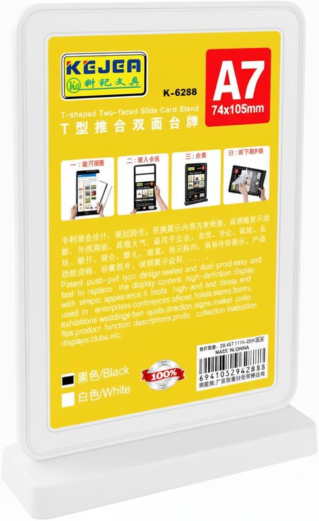 Shoppers Hub PNQ White T Type Menu Display Stand | Double-Sided Sign Holder for Tabletop & Counter Display | Clear Menu & Price List Frame for Restaurants Cafes Shops Offices (A7:14x10x4.5 cm ,Pack of 2)