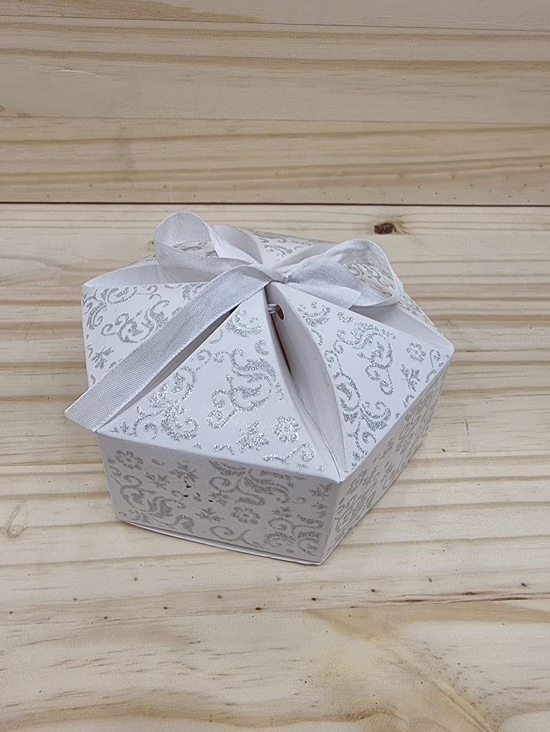 25 Boîtes à Gâteau Octogonales Argentées - 12x12x7 Cm - Pour Mariage, Baptême, Anniversaire