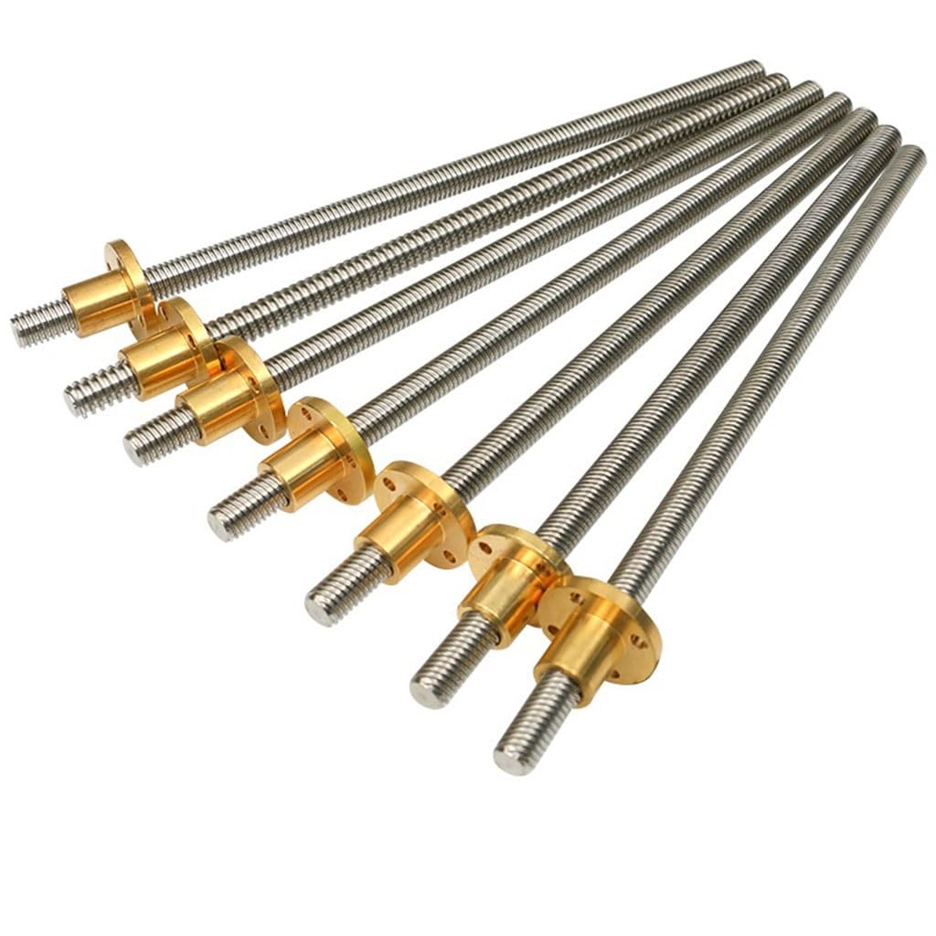 Präzisions-Trapezgewindespindel, T12-Gewindespindel for CNC-3D-Drucker, Steigung 2 mm, Steigung 16 mm, 20 mm, Länge 100–1000 mm, Trapezstange mit Kupfermutter, 1 Stück (850 mm, 16 mm)(750mm,16mm)