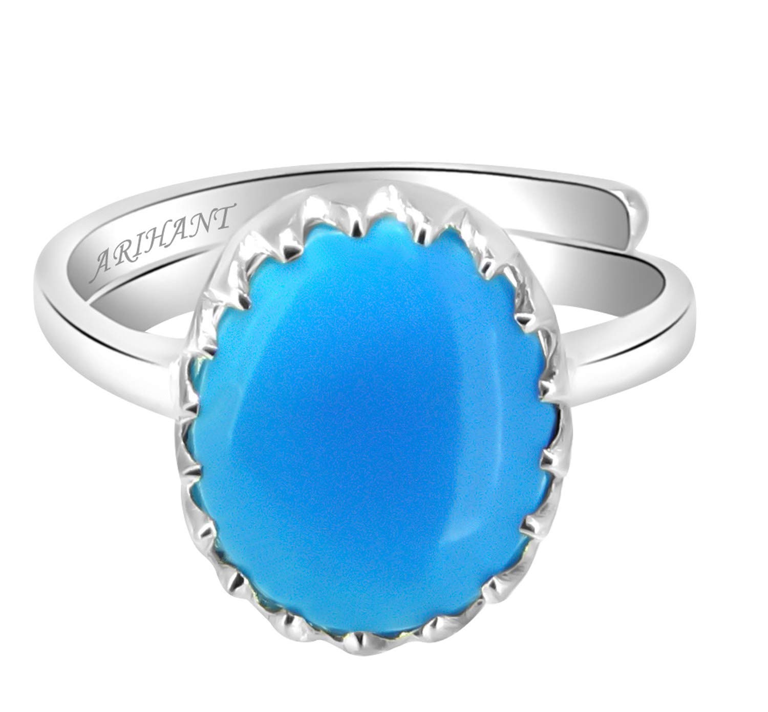 arihant gems & jewels Arihant Gems and Jewels® Ratti Turquoise/Firoza Silver Ring | Natural & Certified | Astrological Gemstone | Positive Effect | Unisex Both for Men & Women-picture-19