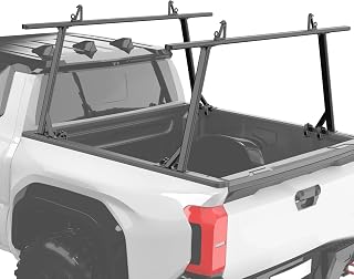 IIIREENO Adjustable Universal Truck Ladder Rack for Full-Size & Mid-Size Pickups - No Drill, 700lbs Capacity, Textured Black Pair