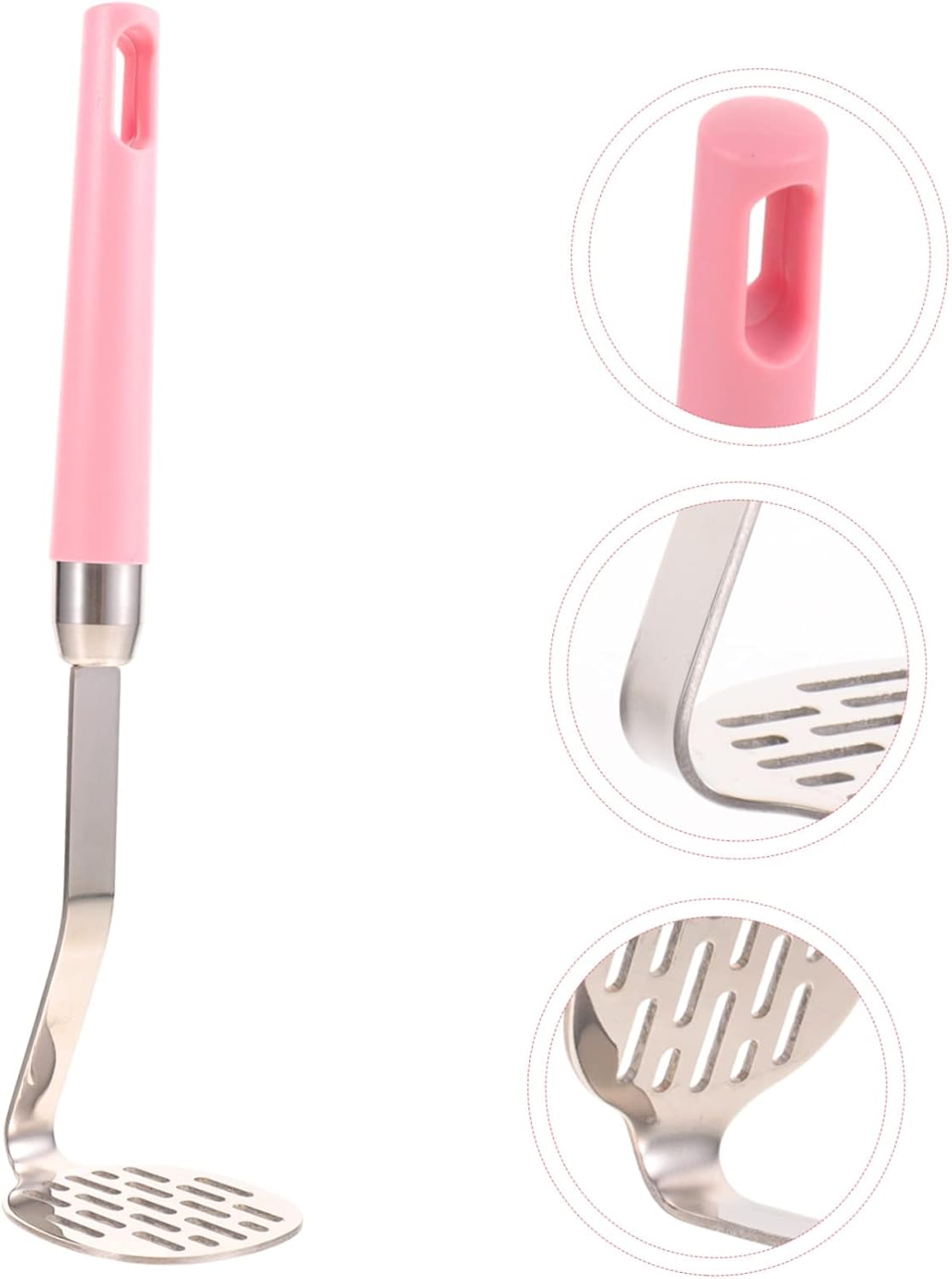 Garneck 3pcs Reusable Stainless Steel Potato Masher Manual Kitchen Tool for Mashing Potatoes Fruits Vegetables Food-safe Ergonomic Design for Easy Use and Quick Cleanup