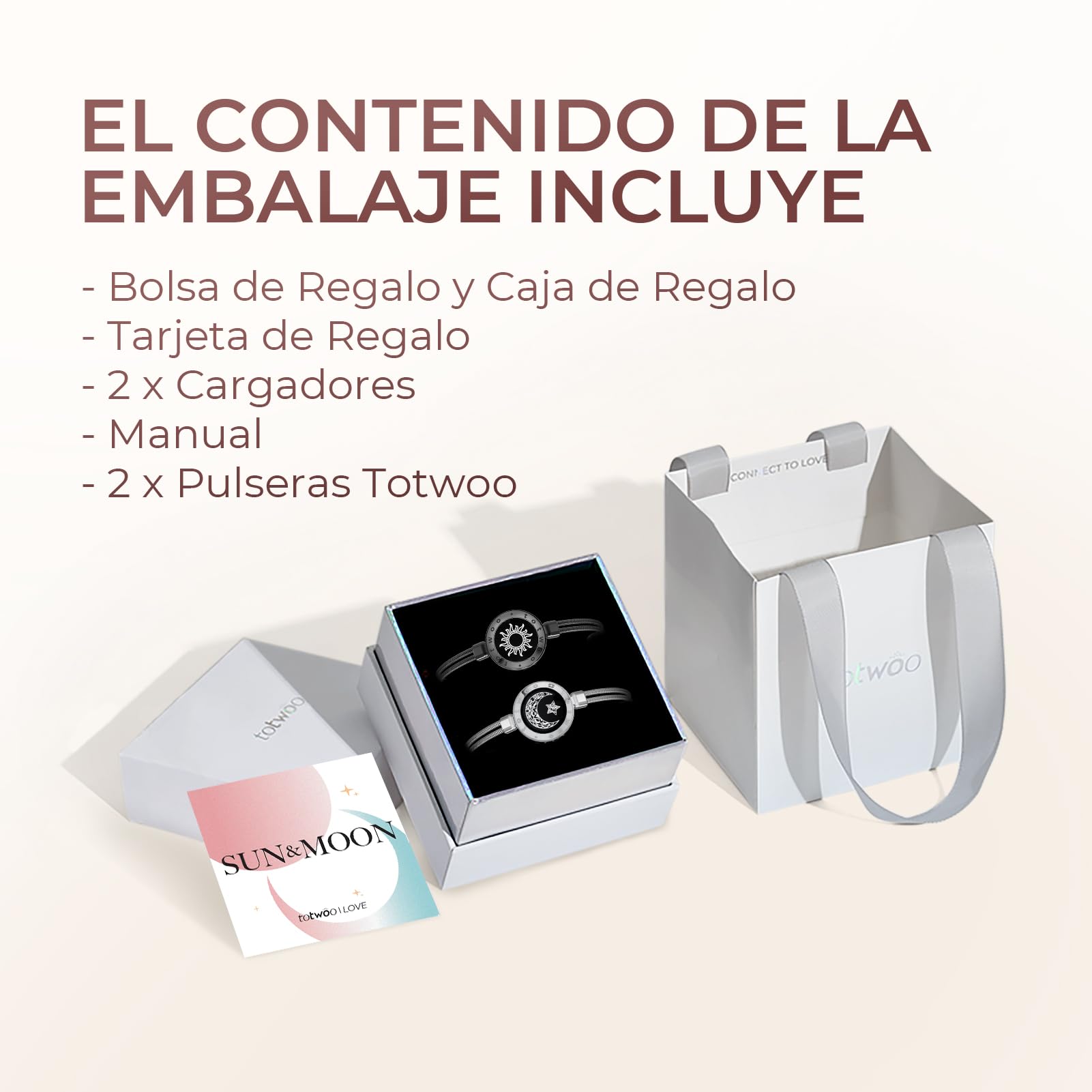 TOTWOO Pulseras de Pareja con Vibración, Iluminación y Toque a Distancia, Emparejamiento Bluetooth Uno a Uno por App, Regalo Romántico para Parejas a Distancia, Acero Inoxidable 316