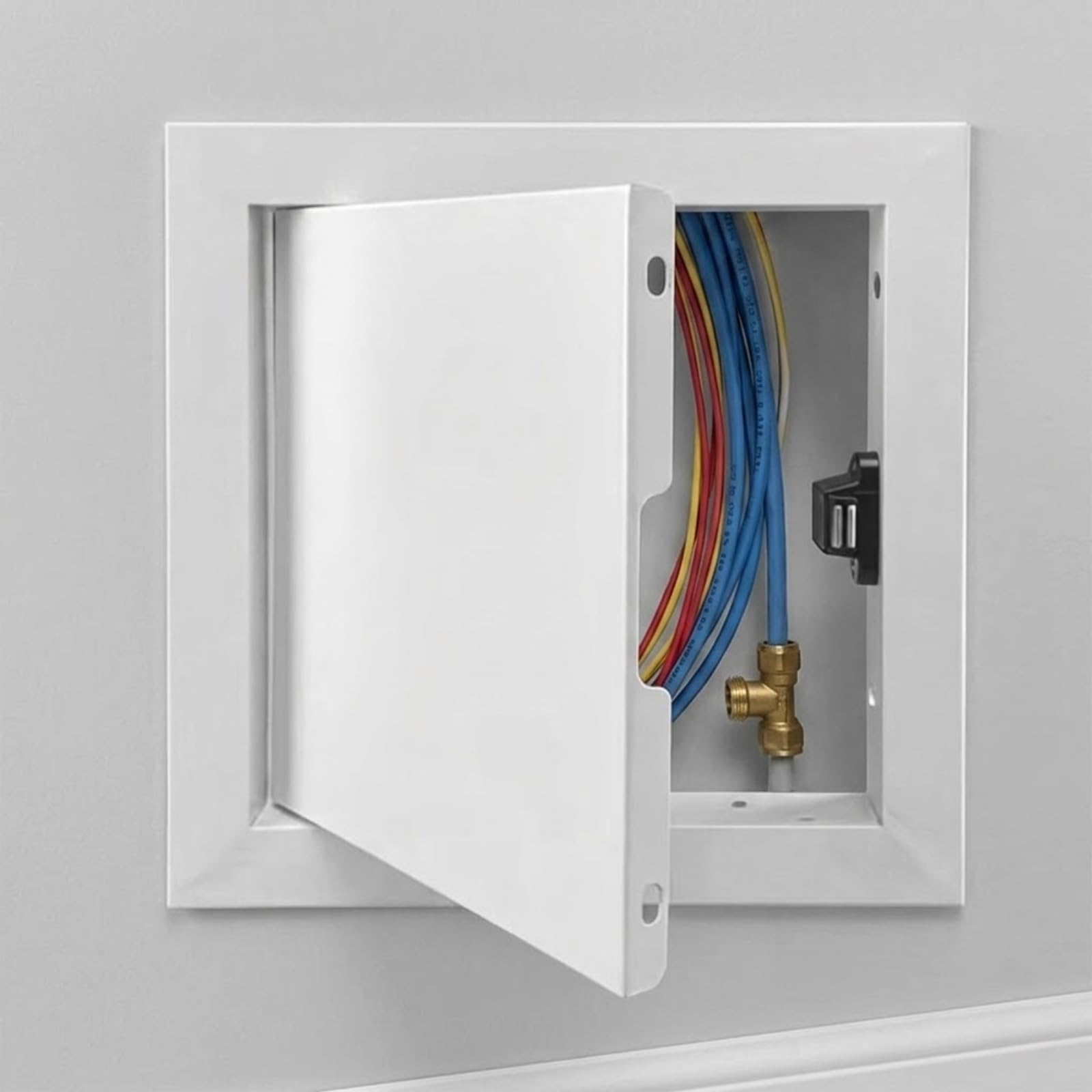 Yqyhnb White 300X300mm Aluminium Access Panel, Square Inspection Hatch With Push Lock, Flush Fit Metal Access Panel For Plasterboard Wall & Ceiling, Conceals Pipes(,70X85cm)
