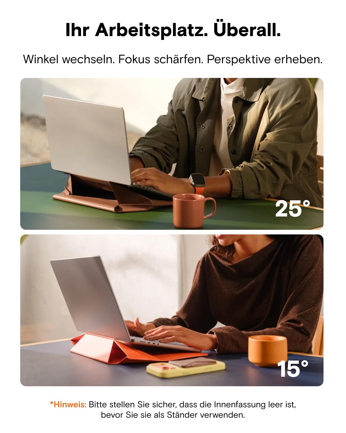 MOFT Laptoptasche Hülle & Laptop Ständer für 13-14 Zoll Laptop, Vegan Leder Laptoptasche mit Erweiterbarem Stauraum, 2 Verstellbare Winkel, Kompatibel mit MacBook Air/Pro 13-14 Zoll, Schwarz