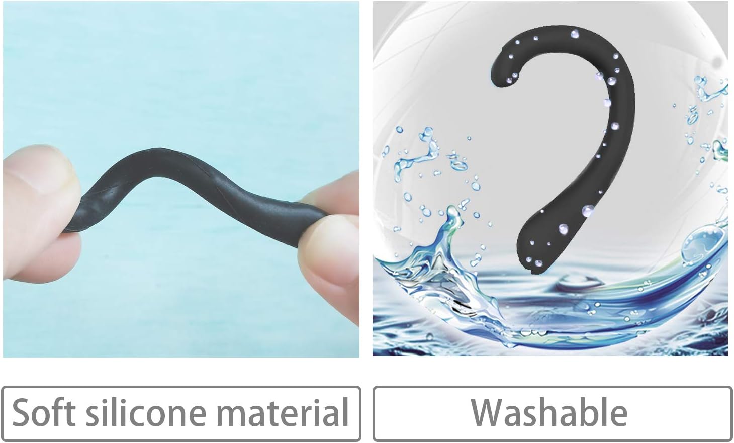 OKAICEN Soft Silicone Earloop Ear Protector Relieve Ear Discomfort Anti-Slip Silicone Earmuffs(Balck,6 Pairs)