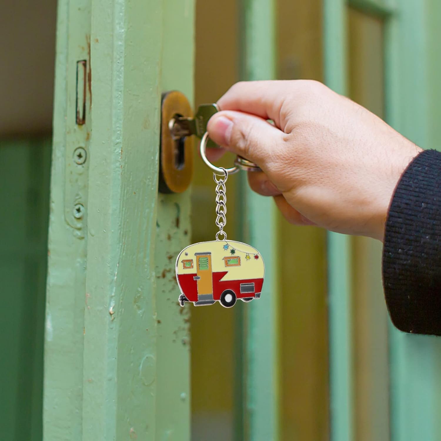Miniatura 4 de 2 llaveros Happy Camper, encantadora llave de campista, juego de llaveros para pareja, llavero de regalo (azul + amarillo), Amarillo
