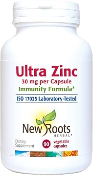Ultra Zinc Supplement | 4-in-1 Formula with B2, L-Taurine and Green Tea Leaf Extract 90 Vegetable Capsules | Powerful Blend 30 mg Zinc with B1 | NEW ROOTS HERBAL