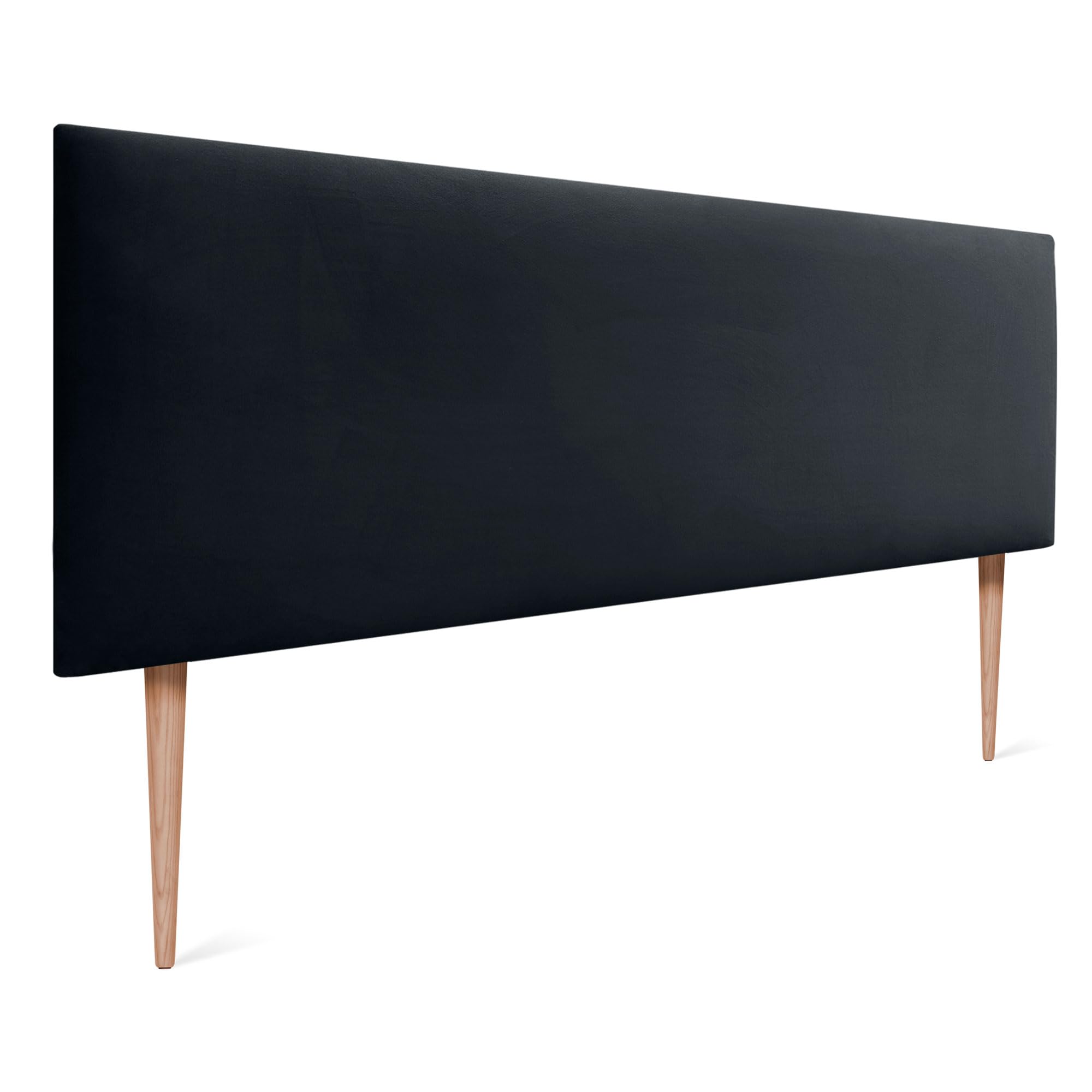 DHOME Tête de Lit en Velours Lisse avec Pieds Haut de Gamme Moderne Tête de Lit Rembourrée Lit Luxe Chambre Capitonnée (Noir, 160cm)