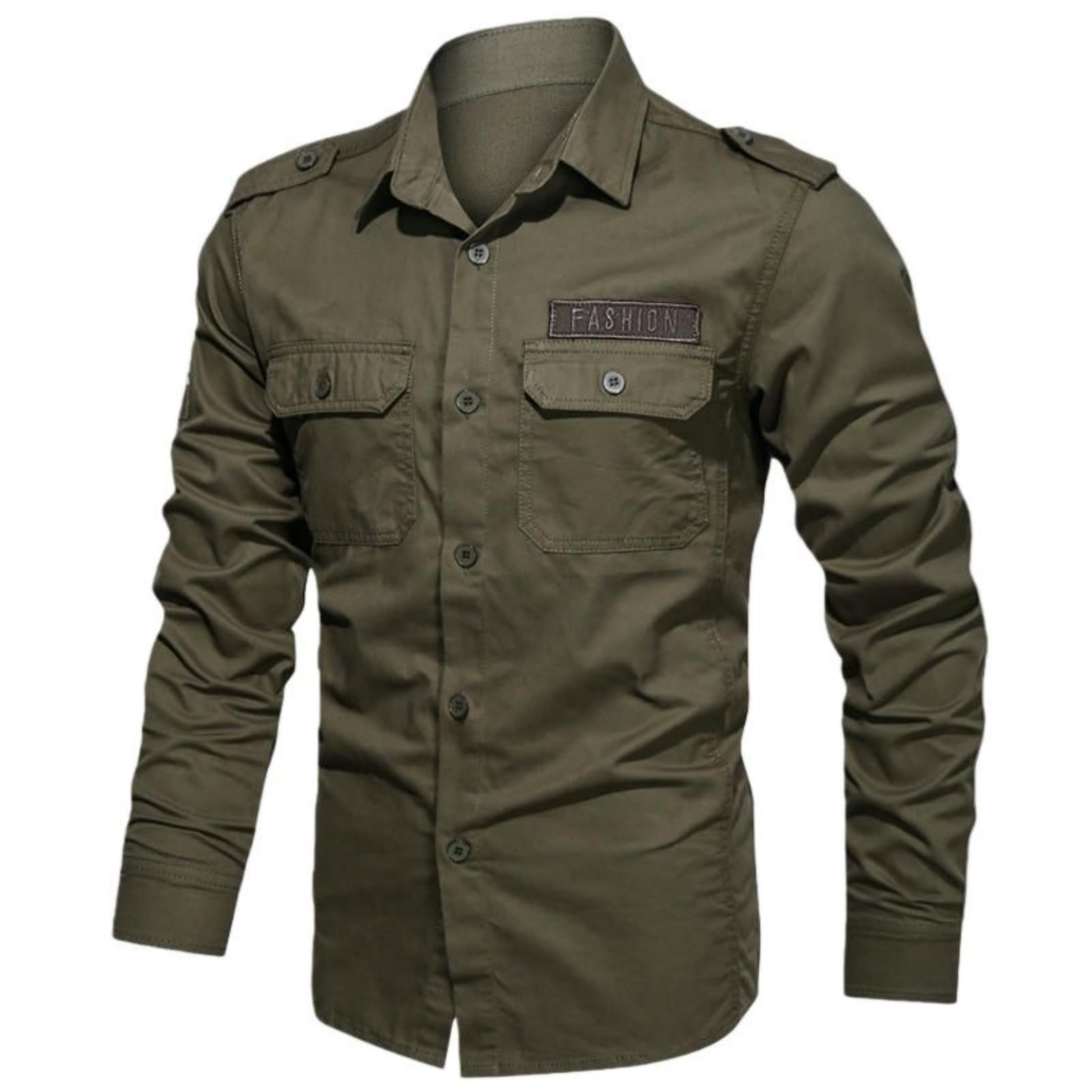 Camisa de trabajo de algodón de estilo coreano de manga larga para hombre, corte estrecho, bordado para uso diario