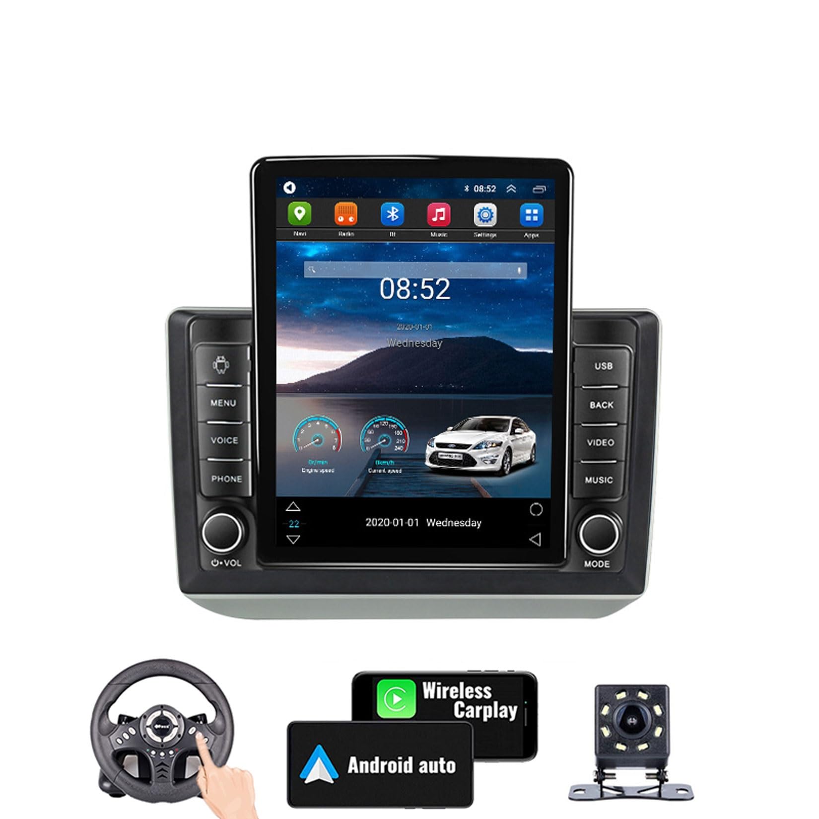 Autoradio Android 10 double din Skoda Fabia stereo Bluetooth avec GPS sat nav et liaison Full RCA