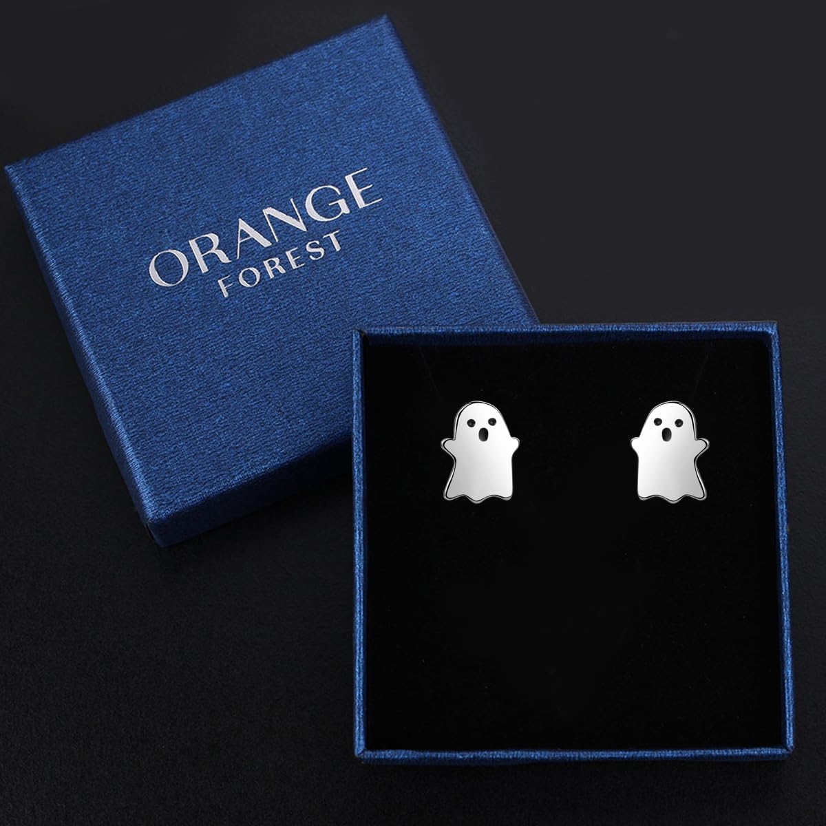 ORANGE FOREST Halloween Earrings 925 Sterling Silver Pumpkin Spider Ghost Stud Earrings Halloween Party Jewelry Smiling Face Pumpkin for Women