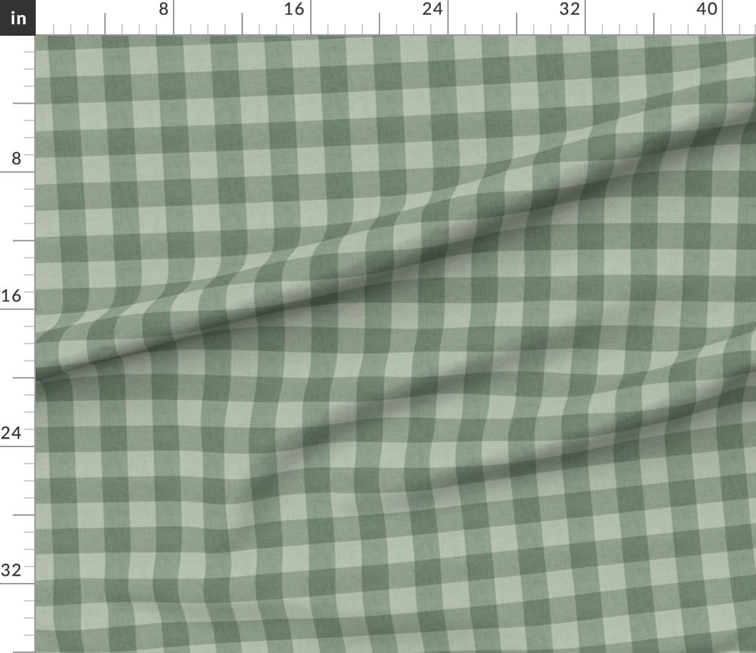 Spoonflower Fabric - Rustic Country Monochrome Farmhouse Primitive Gingham Check Plaid Printed on Petal Cotton Fabric Fat Quarter - Sewing Quilting Apparel Crafts Decor