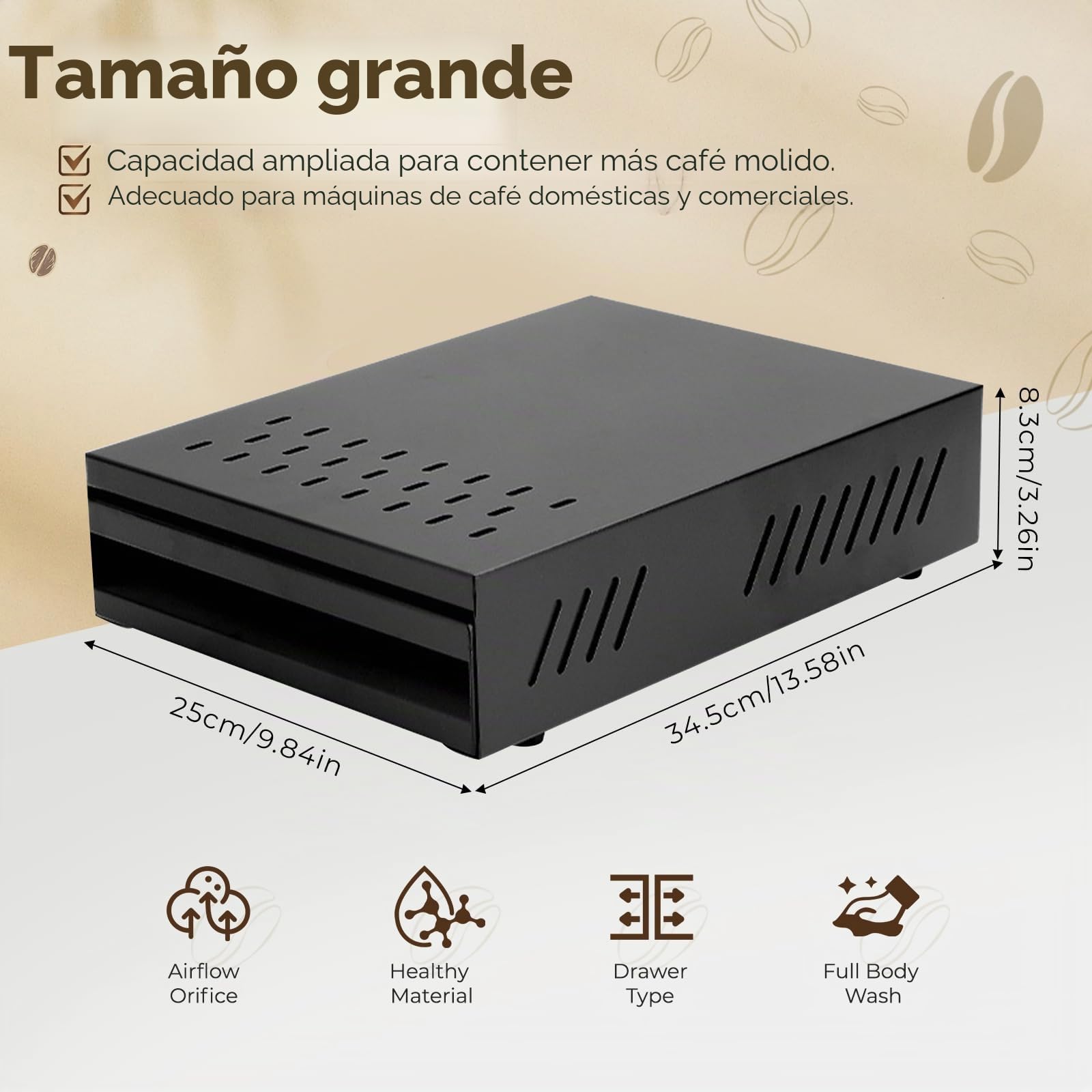 Cafe Knock Box Cajon Posos Cafe de Acero Inoxidable Contenedor de Caja de Café con Palo de Golpe Accesorios Cafetera