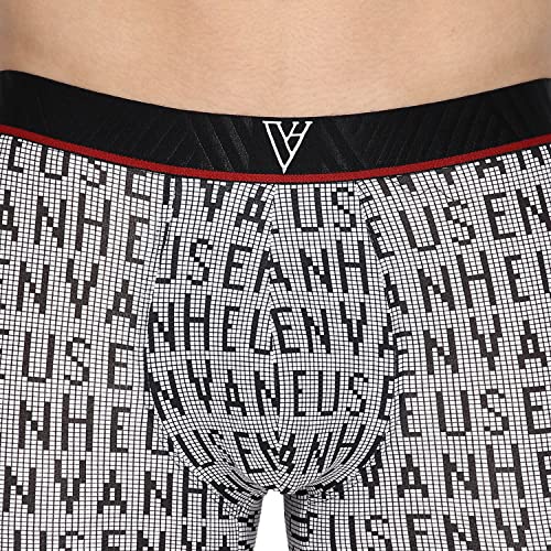 Image of Van Heusen Men Trunks - Cotton Spandex - 4 Way Stretch, Ultra Soft, Allover Print 30044 Black, Grey M