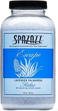 Spazazz Aromatherapy Hot Tub Crystals- 22 oz Lavender Palmarosa Spazazz Botanicals Lavender Bath Salt Crystals are Safe for All Bath, Hot Tub and Spa Equipment