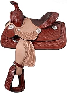 King Series Mini Half Tooled Western Saddle Chsnt
