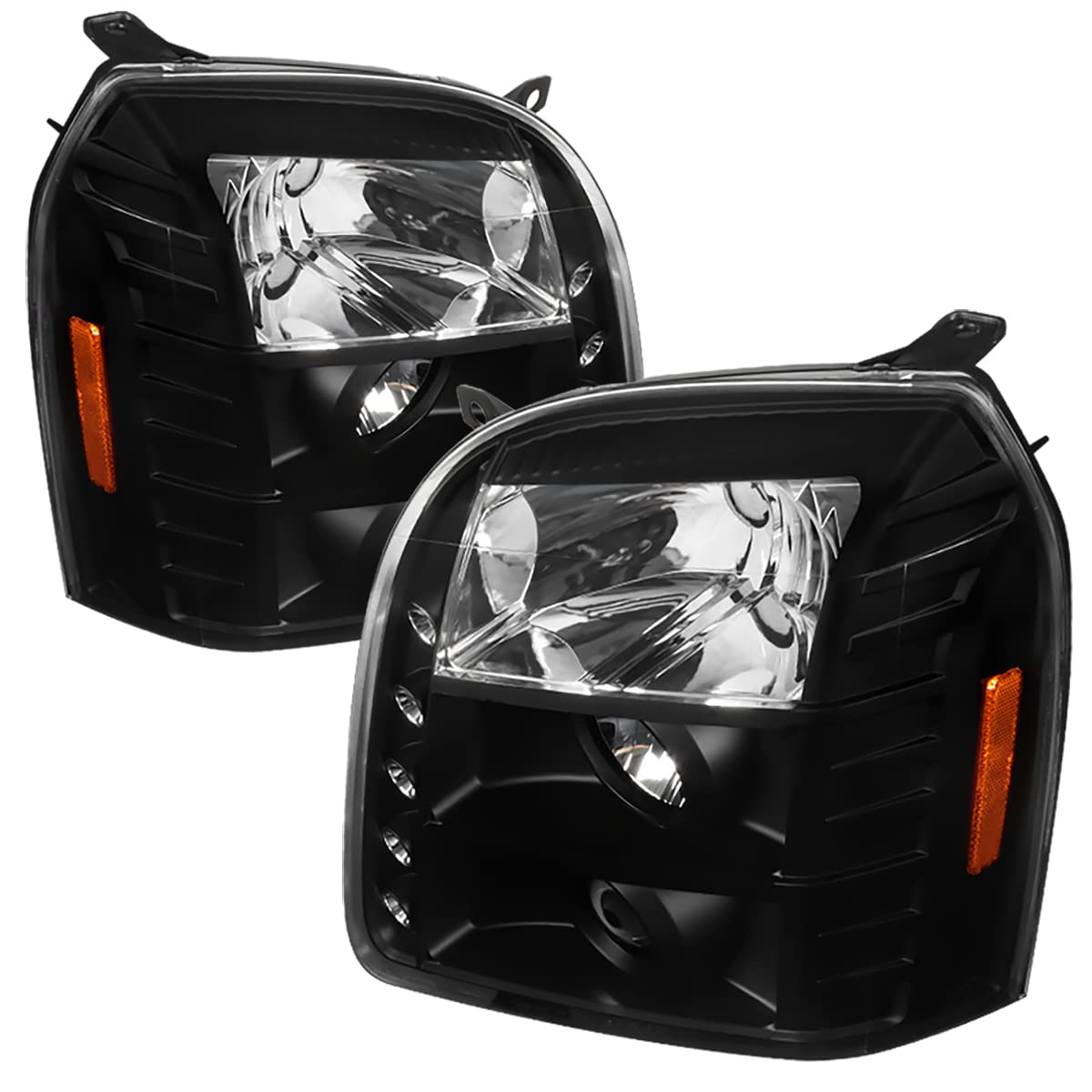 Carpartsinnovate Fits 2007-2014 LED Black Projector Headlights Lamps Left+Right