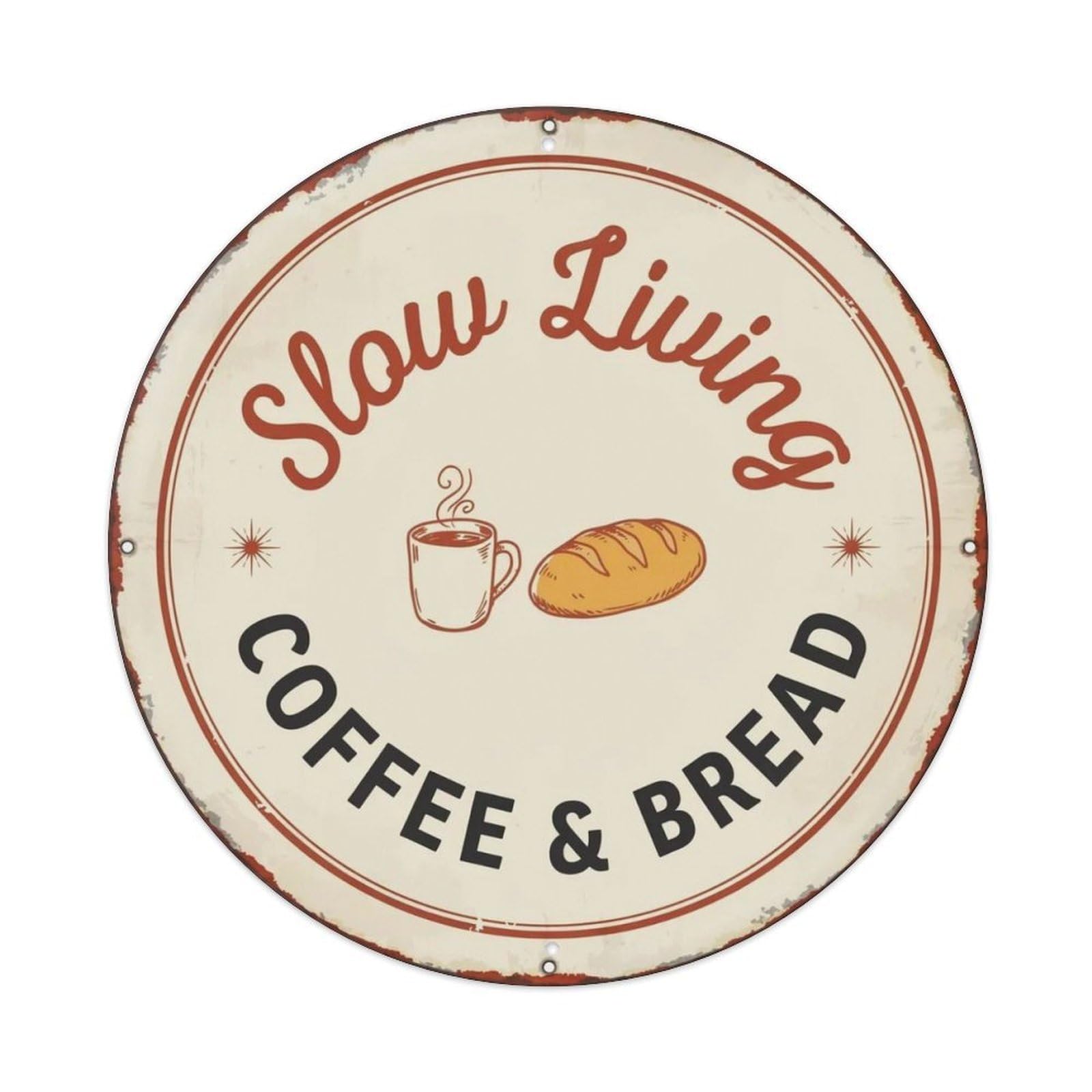 Slow Living Hand Drawn Metal Tin Sign Plaque
