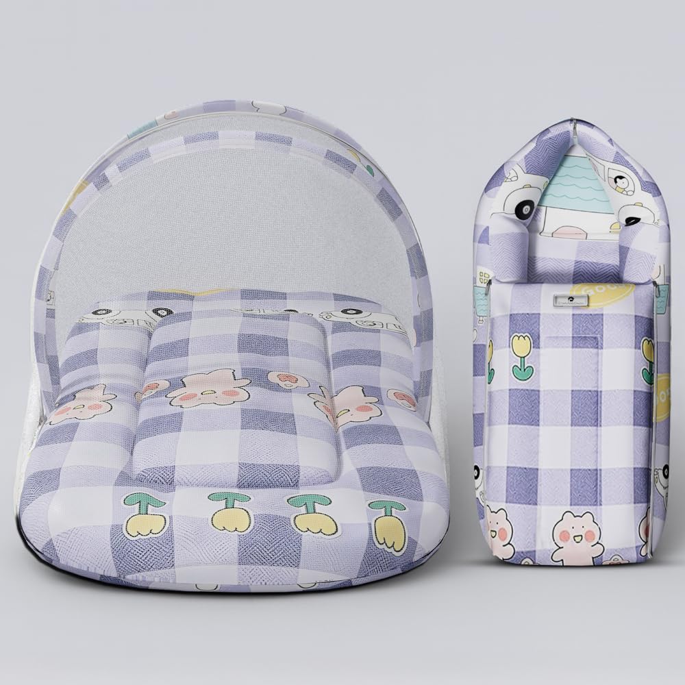 StarAndDaisy 2-in-1 Baby Sleeping Bag with Mosquito Net for Newborn/Soft & Breathable Cotton Sleeping Sack Cum Wrapper/Foldable Bag for Baby Protection/Infant (0-12 Months)-Bunny Print-image-37