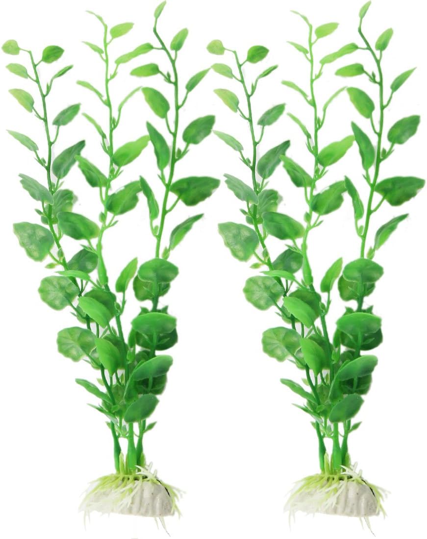 Aquarium Heart Shape Leaves Green Plastic Plant Decor 8.5" 2pcs (id: FCB c59 b17 39f b23