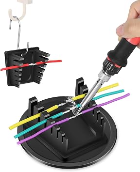 Upgraded Aluminum Alloy Magnetic Helping Hands Soldering Station with Base - Third Hand Soldering Stand, Soldering Wire Holder with 6 Slots for 28AWG to 12AWG WiresOnly 1Pcs Stand