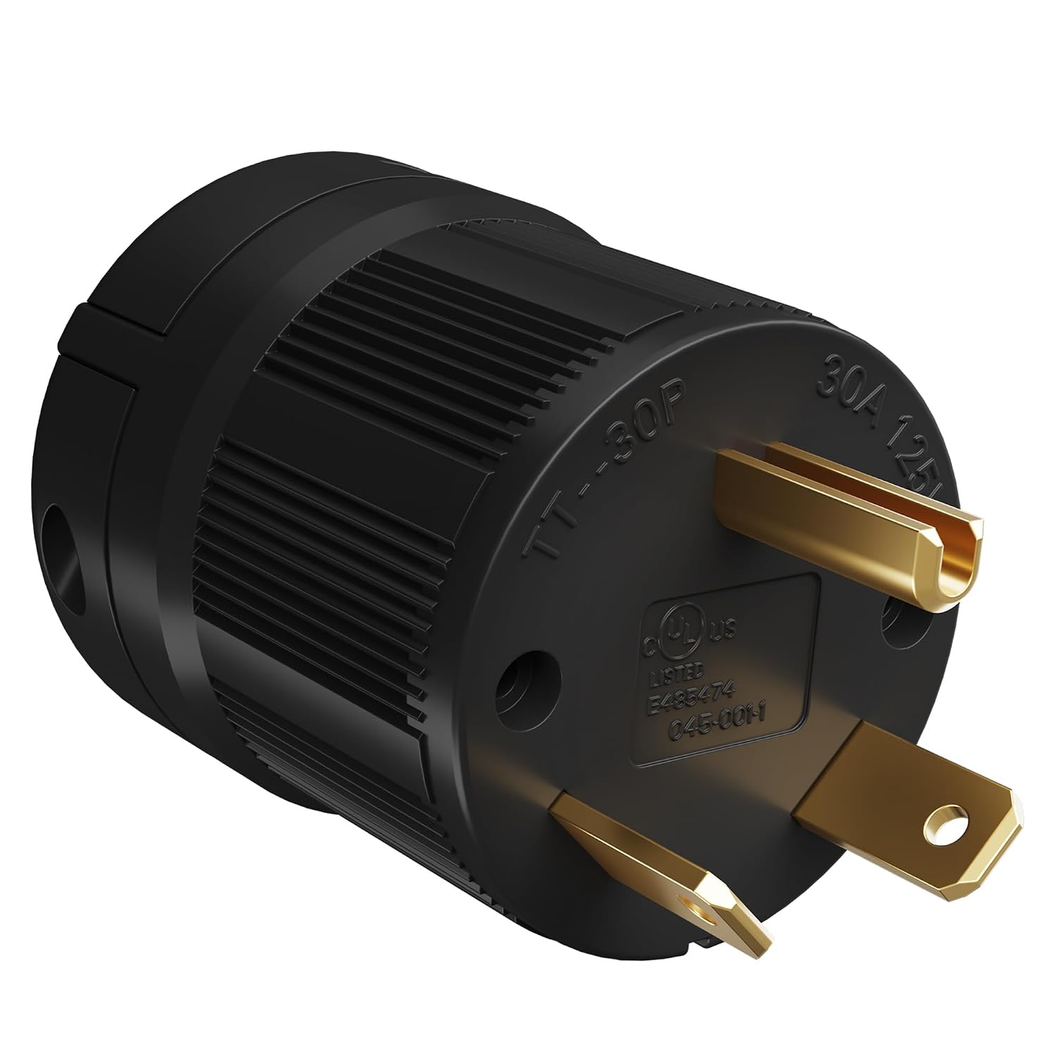 30 Amp 125V RV Replacement Plug, NEMA TT-30P Extension Cord End Male Power Connector, Electrical Straight Blade, Grounding, Industrial Grade for Trailer Camper Generator -2 Pole 3 Wire-UL