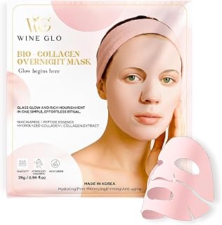 WINEGLO Korean PDRN Pink Collagen Overnight Face Mask for Glowing Skin | Hydrating Anti-Aging Sheet Mask for Wrinkles, Fin... Price In India