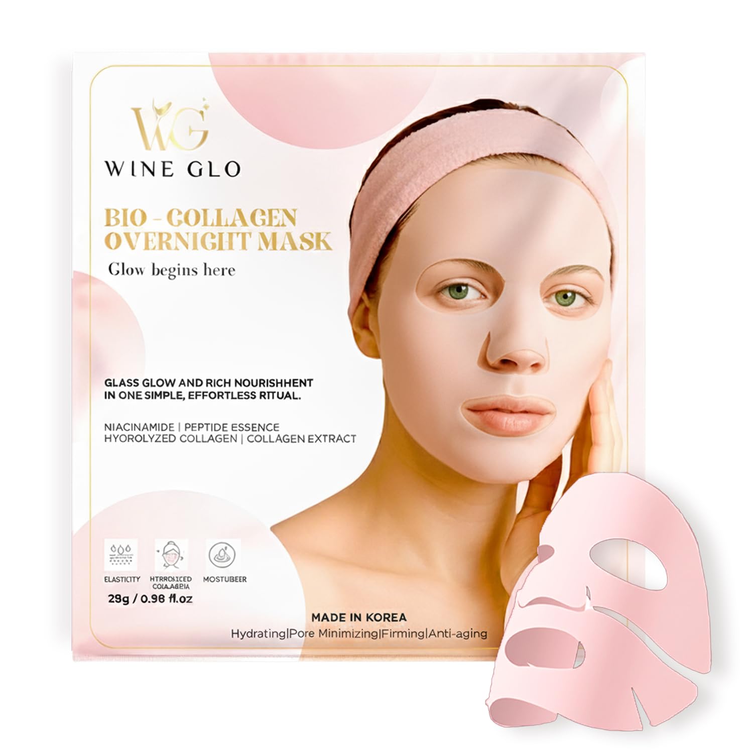 WINEGLO Korean PDRN Pink Collagen Overnight Face Mask for Glowing Skin | Hydrating Anti-Aging Sheet Mask for Wrinkles, Fin... - Review, Price and Buying Guide