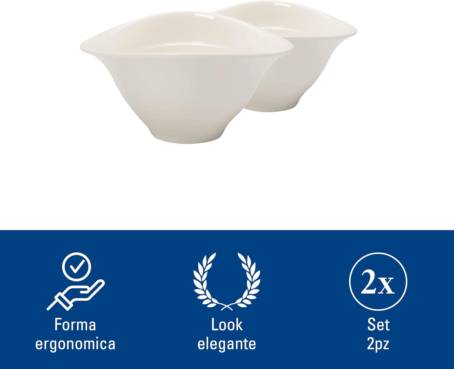 Villeroy & Boch Vapiano Soup Bowl Set, 2 Pieces, Premium Porcelain, White