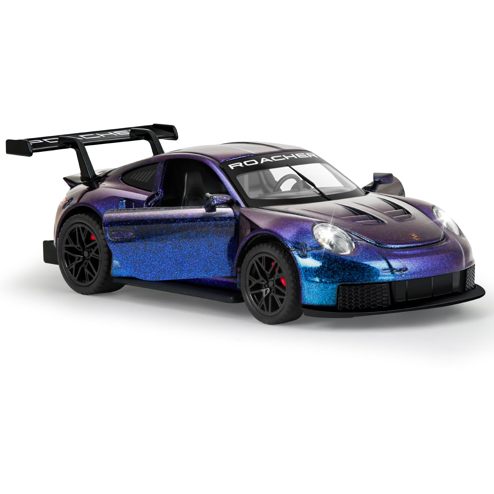 MODVKVK 911 GT3RS 1:32 Model, Toy Cars Made of Die-Cast Metal, Children's toy With Sound and Light with Pull Back Function for Children From 3 Years and Car Collectors (Purple)
