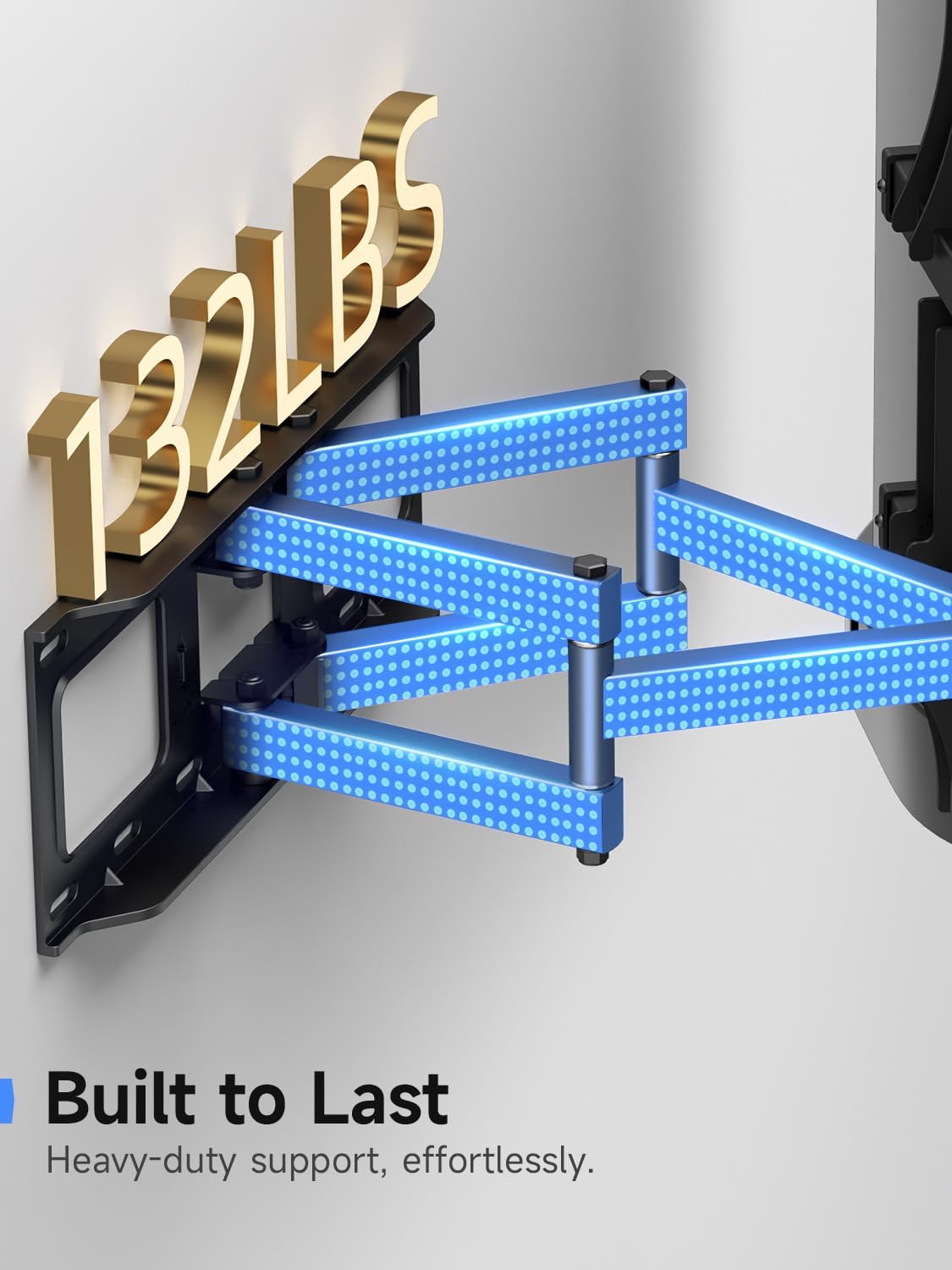 Suptek Full Motion TV Wall Mount for 42 to 86 Inch TV, Swivel and Tilt with Articulating Dual Arms, Max VESA 600X400mm, Holds up to 132lbs, Fits Max 16" Wood Studs, MA01A
