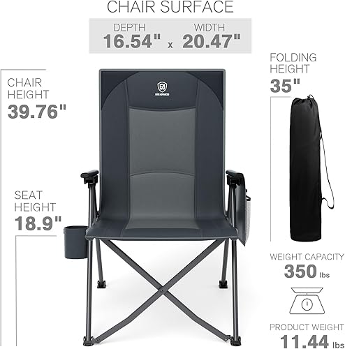 Miniatura 3 de EVER ADVANCED Sillas de campamento reclinables para adultos, ligeras, silla reclinable plegable con respaldo ajustable, sillas de salón de 4