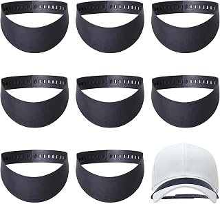 8Pcs Hat Bending Strap Perfect Ball Hat Curving Tool Easy to Shape Hat Steaming Hat Brim Bender with 9 Brim Curving Options, Black