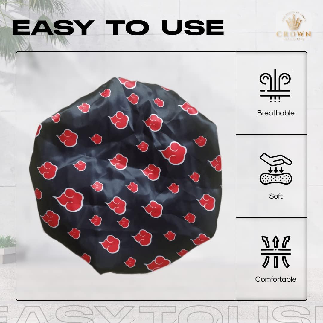 Double Layer Reversible Anime Bonnet for Men and Women - Comfortable Satin Silky Fabric with Elastic Soft Band