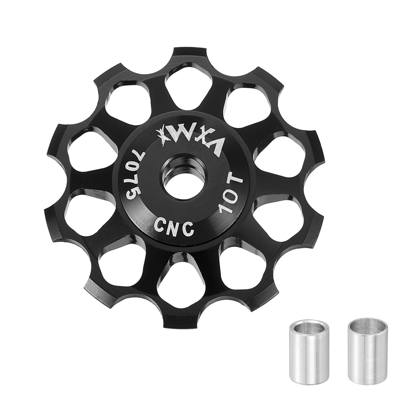 sourcing map 1 Set Bicycle Rear Derailleur Pulley 10T Ceramic Bearing Wheel Aluminum Alloy Guide Roller Wheels for 8/9/10/11 Speed Transmission System Road Bike Mountain Bike MTB BMX, Black